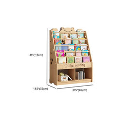 Natural Wood Children's Bookcase with Bear Head Cutout Design Dimensions