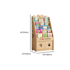 Natural Wood Children's Bookcase with Bear Head Cutout Design Dimensions