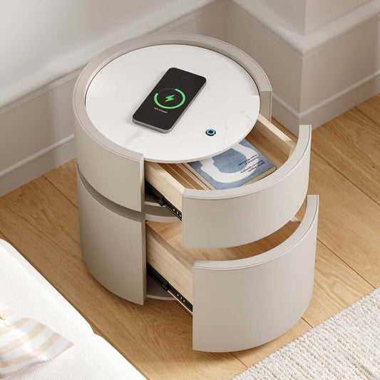 Nightstand With Wireless Charging And LED Light