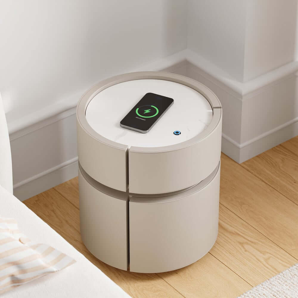 Nightstand With Wireless Charging And LED Light