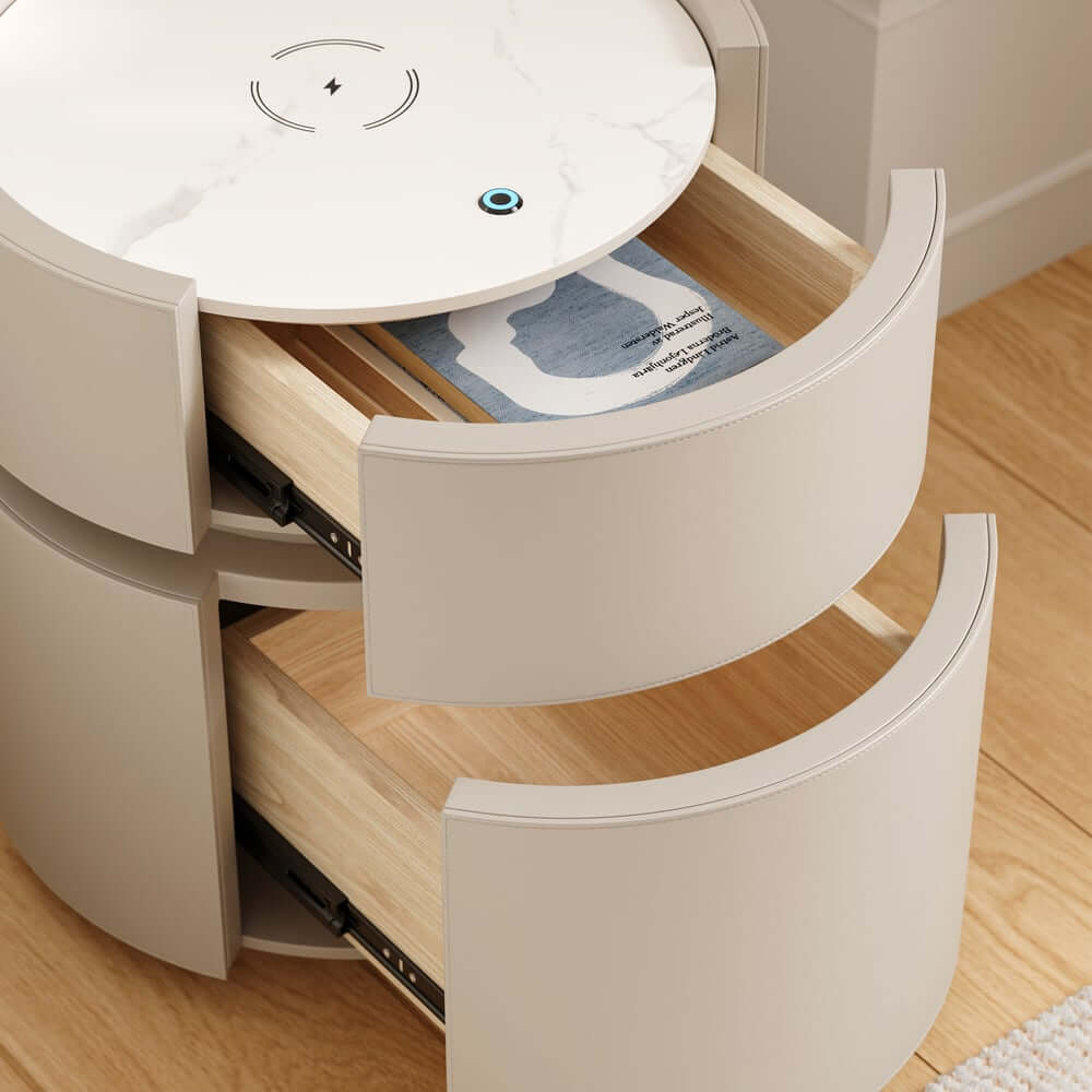 Nightstand With Wireless Charging And LED Light