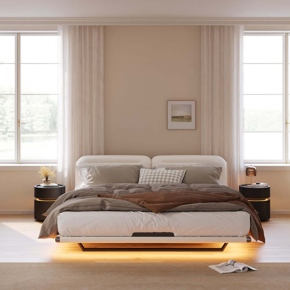 Nightstand With Wireless Charging And LED Light