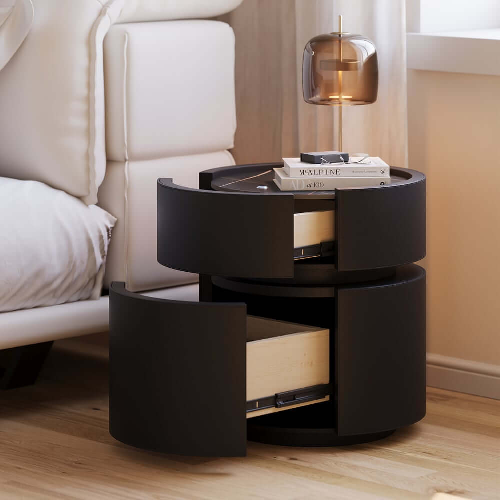 Nightstand With Wireless Charging And LED Light