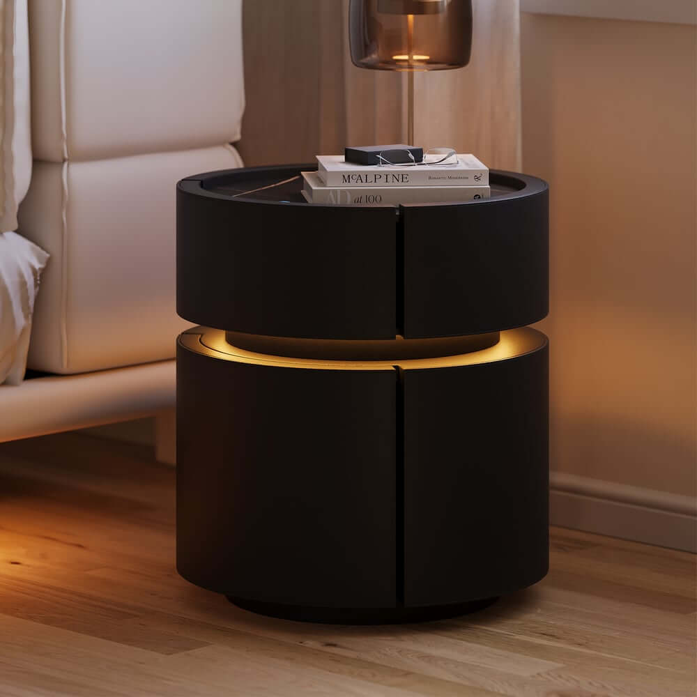 Nightstand With Wireless Charging And LED Light