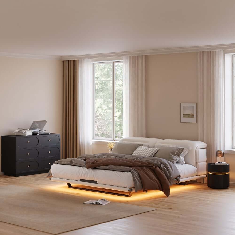 Nightstand With Wireless Charging And LED Light