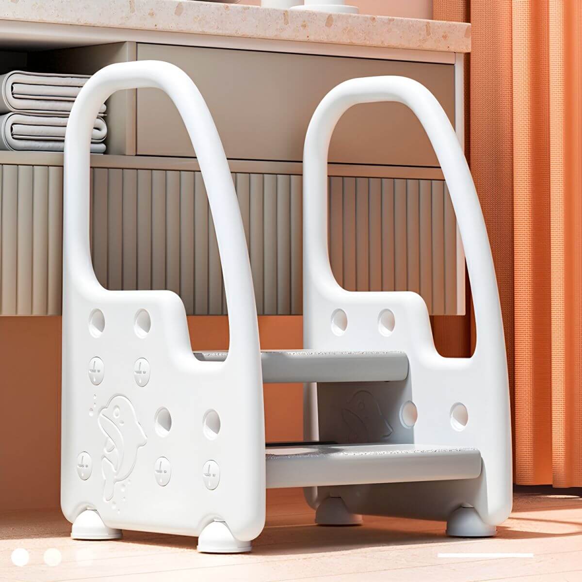 Non-Slip Kids Step Stool with Ergonomic Armrests and Textured Treads