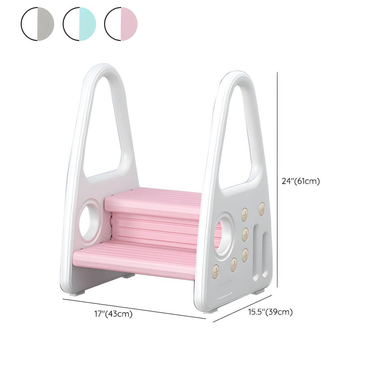 Non-Slip Kids Step Stool with Ergonomic Armrests and Textured Treads Dimensions