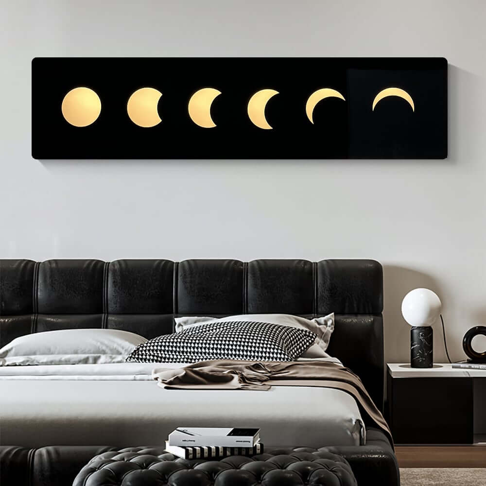 Nordic MDF Wall Art with LED Moon Phase Design and USB Lighting