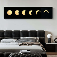 Nordic MDF Wall Art with LED Moon Phase Design and USB Lighting
