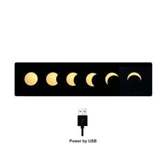 Nordic MDF Wall Art with LED Moon Phase Design and USB Lighting