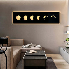 Nordic MDF Wall Art with LED Moon Phase Design and USB Lighting
