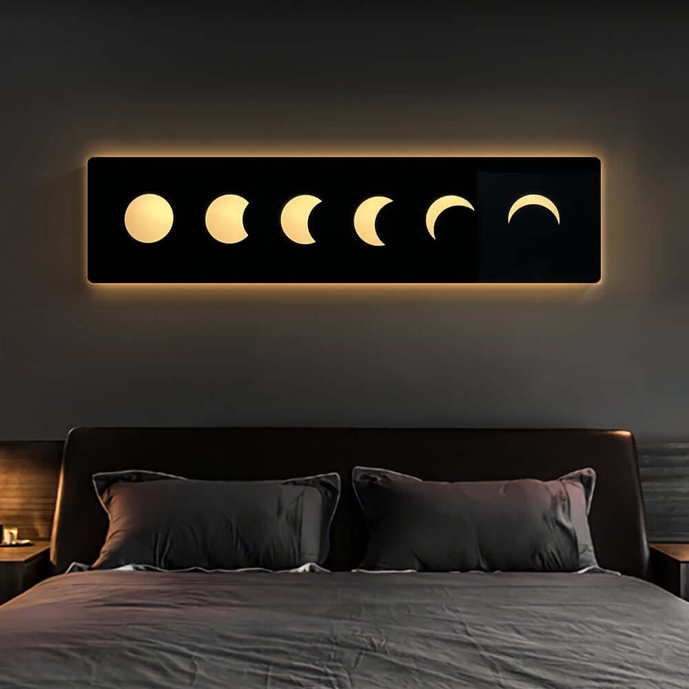 Nordic MDF Wall Art with LED Moon Phase Design and USB Lighting