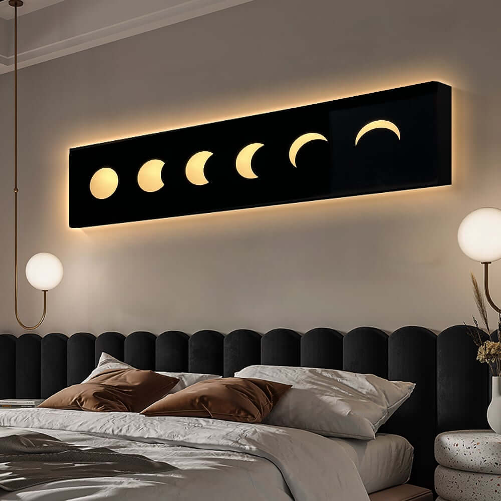 Nordic MDF Wall Art with LED Moon Phase Design and USB Lighting