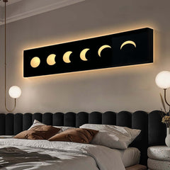 Nordic MDF Wall Art with LED Moon Phase Design and USB Lighting