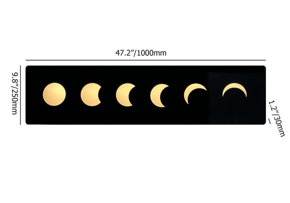 Nordic MDF Wall Art with LED Moon Phase Design and USB Lighting Dimensions
