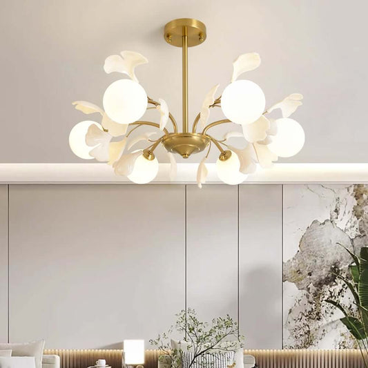 Nordic Modern Art Gold Semi-Flush Mount Lighting with Glass Shades