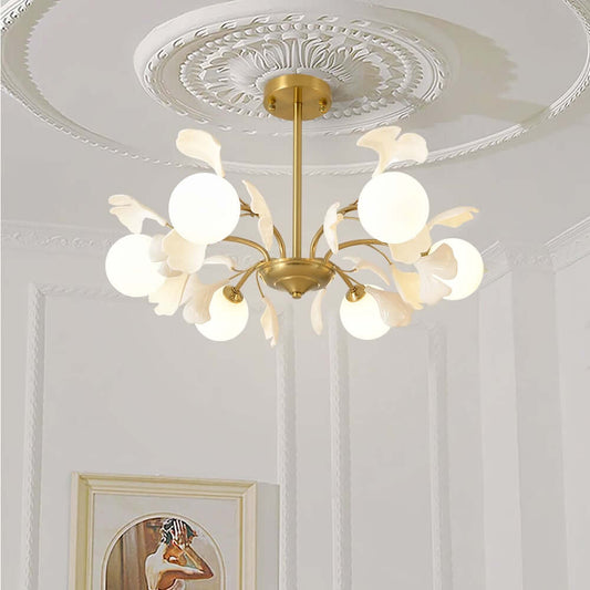 Nordic Modern Art Gold Semi-Flush Mount Lighting with Glass Shades Main Product Image