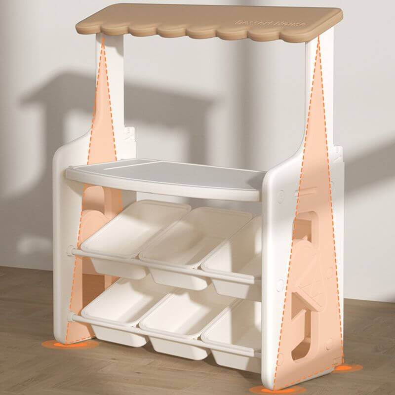 Nordic-Style Plastic Toy Storage Unit with Open Display Shelf