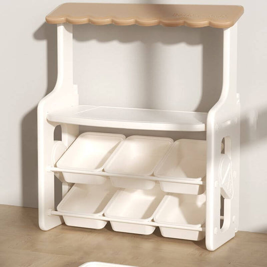 Nordic-Style Plastic Toy Storage Unit with Open Display Shelf