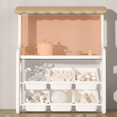 Nordic-Style Plastic Toy Storage Unit with Open Display Shelf