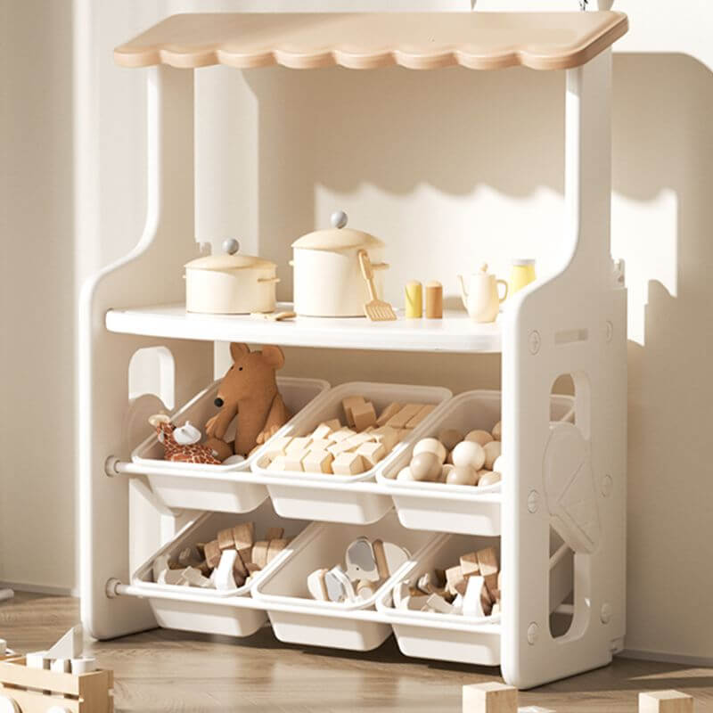 Nordic-Style Plastic Toy Storage Unit with Open Display Shelf Main Product Image