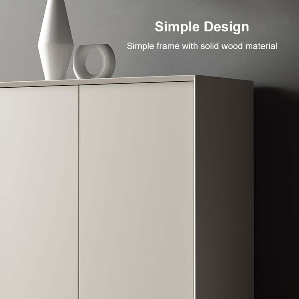 Off White Modern Metal Shoe Cabinet with 2 Doors and 10 Shelves