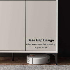 Off White Modern Metal Shoe Cabinet with 2 Doors and 10 Shelves