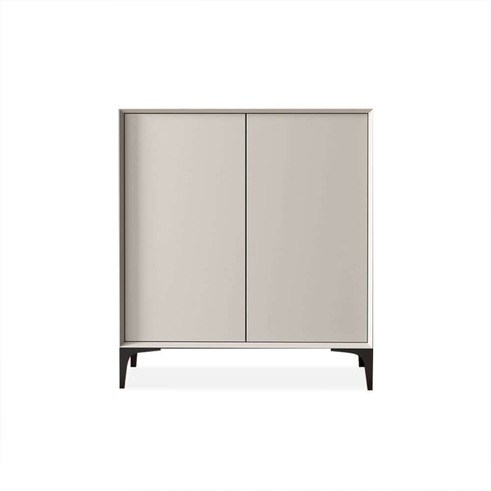 Off White Modern Metal Shoe Cabinet with 2 Doors and 10 Shelves