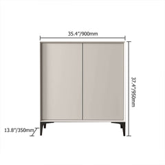 Off White Modern Metal Shoe Cabinet with 2 Doors and 10 Shelves