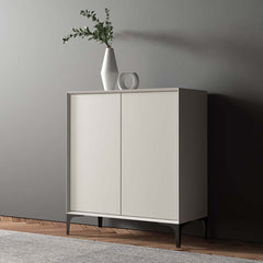 Off White Modern Metal Shoe Cabinet with 2 Doors and 10 Shelves Main Product Image