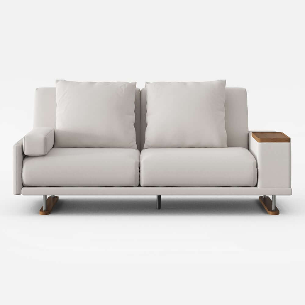 Off-White Velvet Mid-Century Modern Sofa Bed With Storage