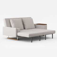Off-White Velvet Mid-Century Modern Sofa Bed With Storage