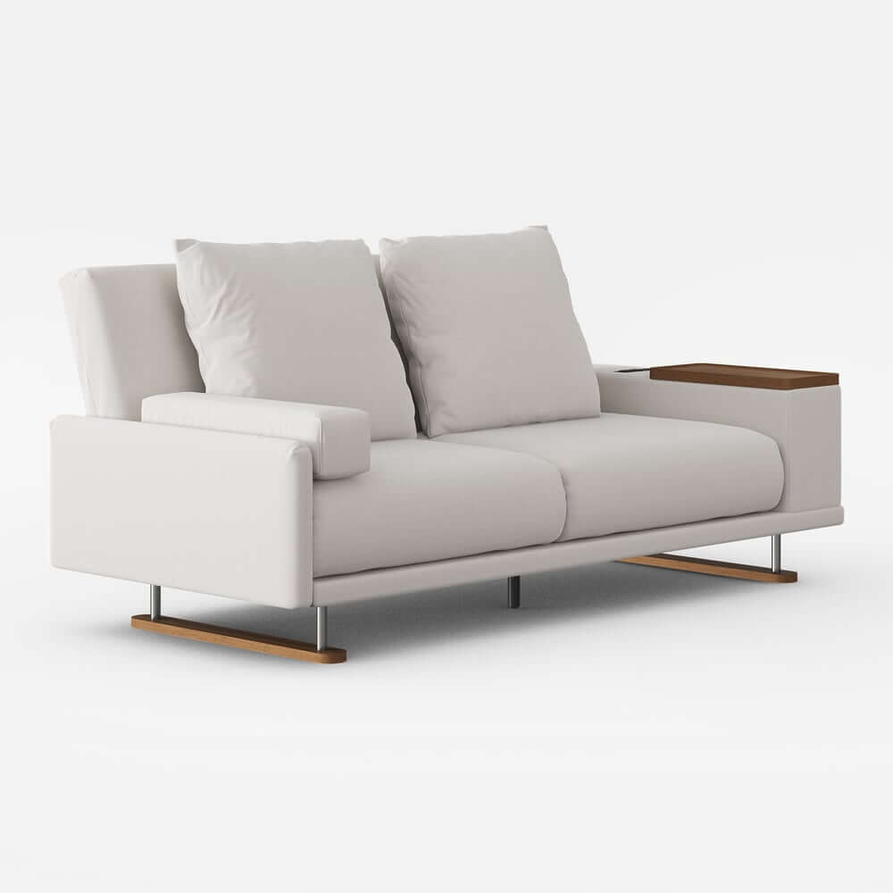 Off-White Velvet Mid-Century Modern Sofa Bed With Storage