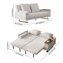 Off-White Velvet Mid-Century Modern Sofa Bed With Storage Dimensions
