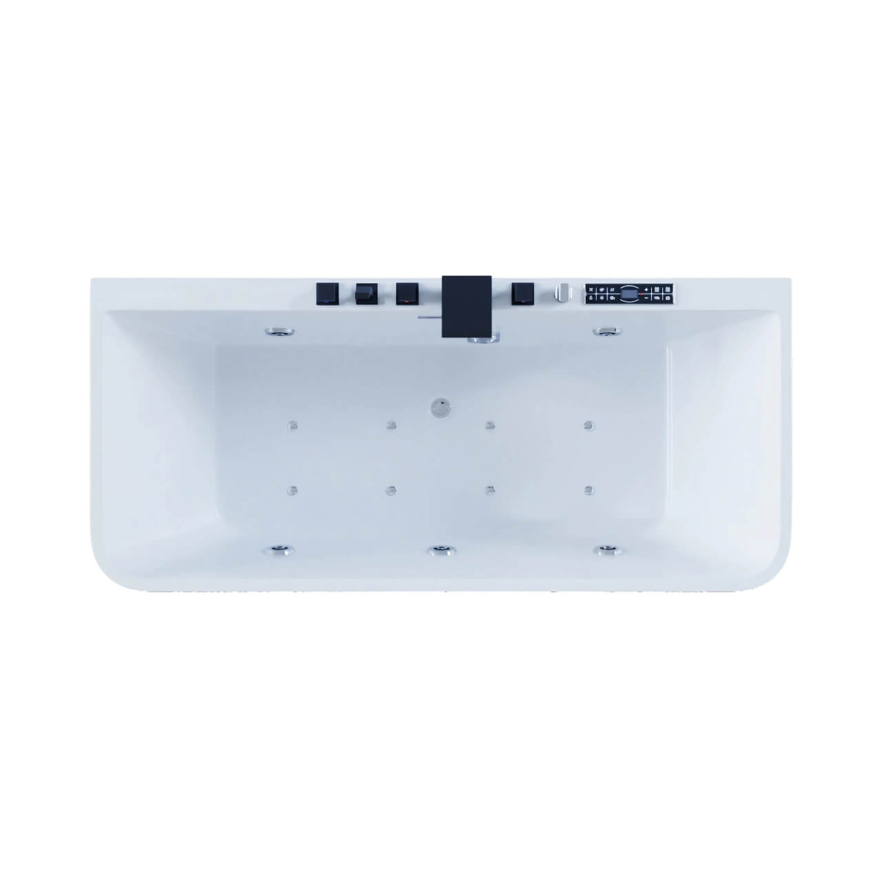 Modern 63-inch white bathtub with seamless design and bubble bath function