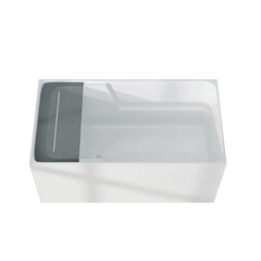 Spacious 47-inch soaking bathtub in white acrylic, perfect for relaxing baths, featuring a rectangular design.