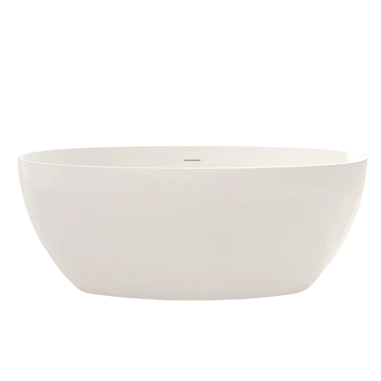 Modern white single soaker bathtub in oval shape for serene baths