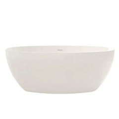 Modern white single soaker bathtub in oval shape for serene baths