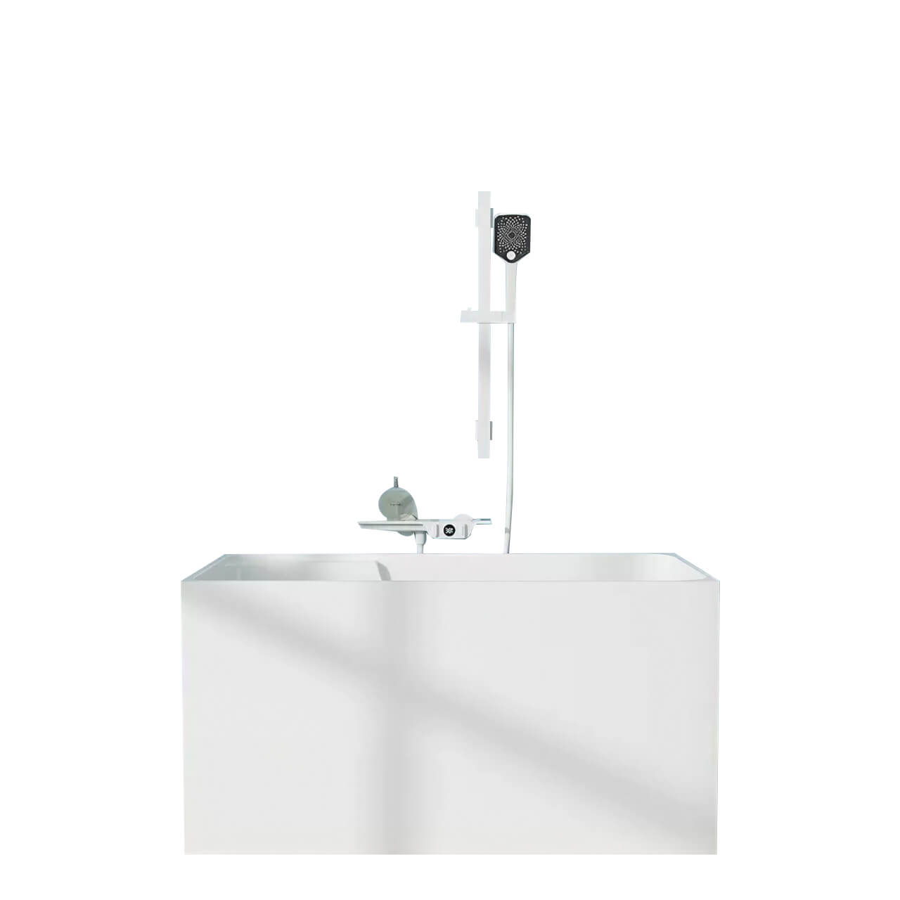 Modern 47-inch white acrylic bathtub for single user, highlighting the thin edge and spacious interior.