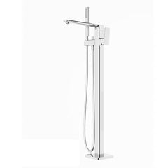 Floor Mount Tub Filler Brass Freestanding Bathtub Faucet with Hand Shower Chrome