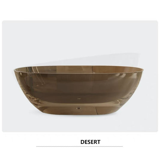 Modern 70 inch black floor-standing transparent resin soaker bathtub