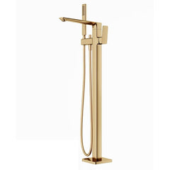 Floor Mount Tub Filler Brass Freestanding Bathtub Faucet with Hand Shower Chrome