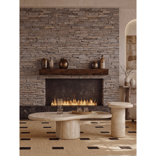 Organic Travertine Coffee Table Set with Sculptural Curves and Tiered Function