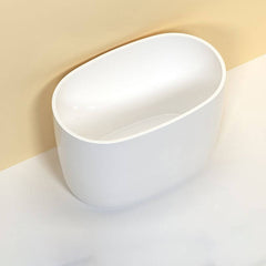 Oval White Acrylic Modern Japanese Soaking Deep Bathtub with Seat