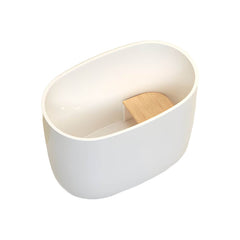 Oval White Acrylic Modern Japanese Soaking Deep Bathtub with Seat