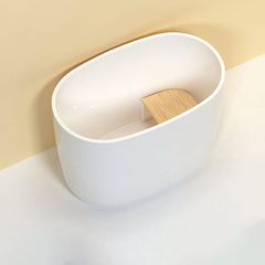 Oval White Acrylic Modern Japanese Soaking Deep Bathtub with Seat