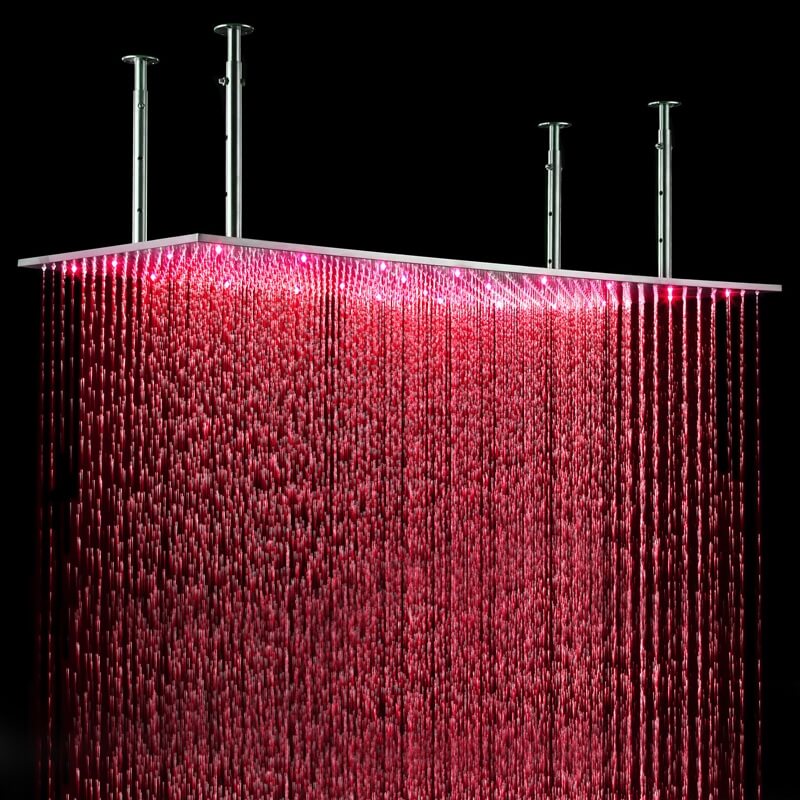 Oversized Rectangle LED Ceiling Rain Shower Head in Chrome