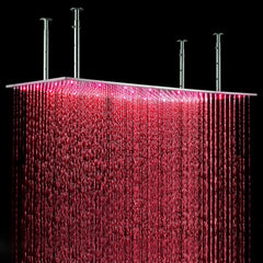 Oversized Rectangle LED Ceiling Rain Shower Head in Chrome