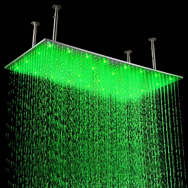 Oversized Rectangle LED Ceiling Rain Shower Head in Chrome
