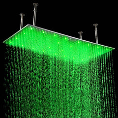 Oversized Rectangle LED Ceiling Rain Shower Head in Chrome